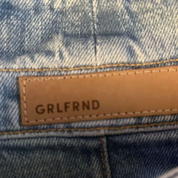 GRLFRND shorts Sz 23 Brynn Tie-Waist Denim Hi Waist Blue Button Fly‎ 70s NWOT - Picture 8 of 10